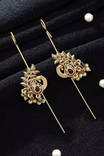 rani alloy ear cuff with gold plated stone work
