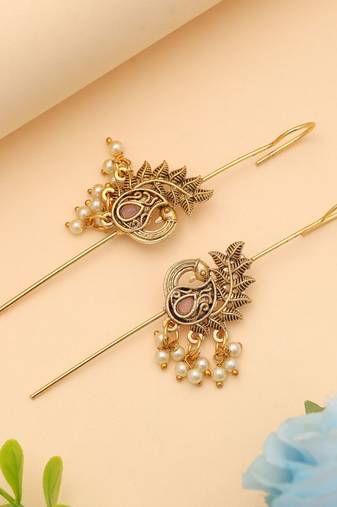 Light pink color oxidised ear cuff