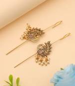 light pink alloy ear cuff with glass stone drop design