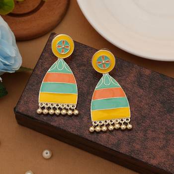 multi alloy earrings with meenakari dangle work 1