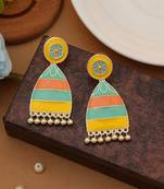 multi alloy earrings with meenakari dangle work
