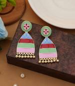 multicolor alloy earrings with gold dangle design