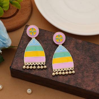 multicolor alloy earrings with meenakari drop work 1
