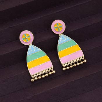 multicolor alloy earrings with meenakari drop work 2