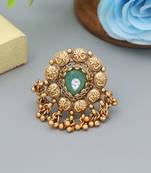 pista green alloy ring with adjustable gold stone design