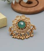 pista green alloy ring with matte gold stone work