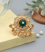green alloy ring with matte finish stone work