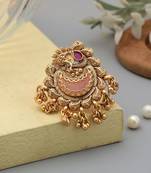Pink color matte gold rings