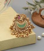 pista green alloy ring with glass stone matte work