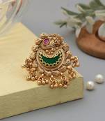 green alloy ring with gold matte glass design
