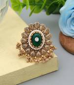 green alloy ring with yellow gold glass stone