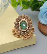 pista green alloy ring with glass stone design