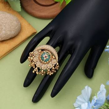pista green alloy ring with adjustable matte finish 2