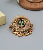 green alloy ring with gold plated stone detail