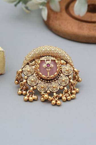 Pink color matte gold rings