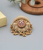 pink alloy ring with gold plated stone detail