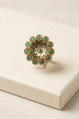 Green color big size oxidised rings