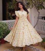 Cream cotton with embroidered work layer dresses