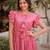 Pink cotton with embroidered work layer dresses