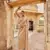 Beige embroidered work net saree