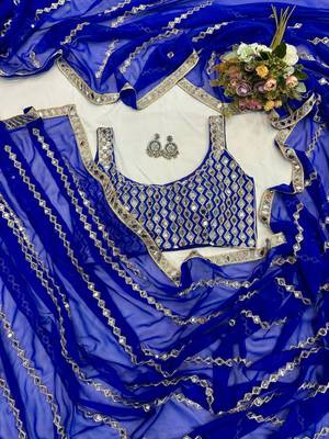 Royal blue mirror work saree 2