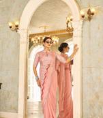 Peach peplum designer ready to wear saree