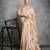 Beige lotus print silk blend saree