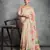 Beige lotus print silk blend saree