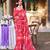 Red floral printed georgette saree