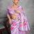 Purple hand-painted silk blend saree