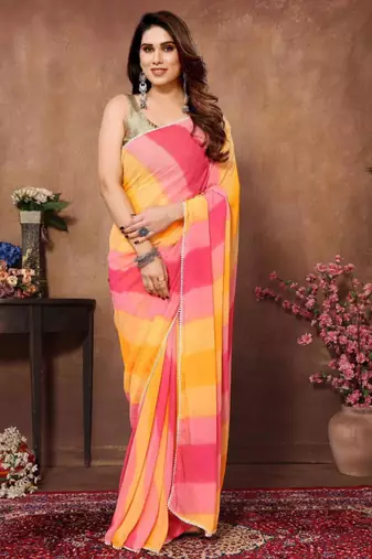 Multi-color sunset georgette ready to wear saree