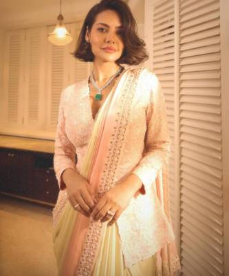 multicolor embroidered ready to wear saree 3
