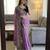 Purple silk blend mirror work saree