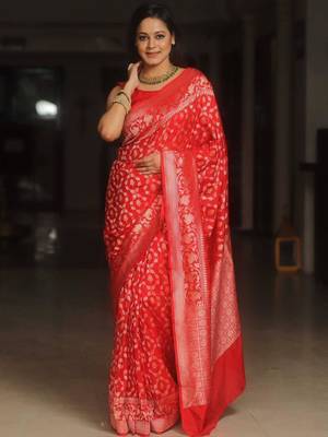 Red banarasi art silk saree 1