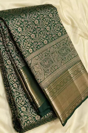 Green kanchipuram style art silk  saree