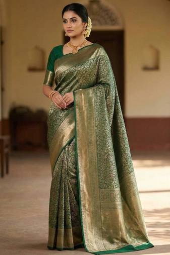 Green kanjeevaram style art silk  saree