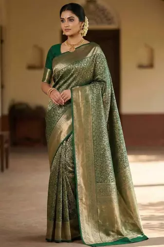 Green kanchipuram style art silk  saree