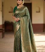 Green kanchipuram style art silk  saree