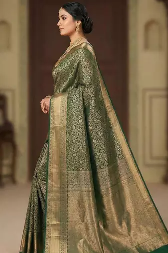 Green kanchipuram style art silk  saree