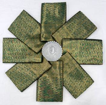 Green kanchipuram style art silk  saree 4