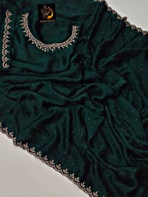 Green chiffon embroidered saree 2