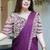 Purple silk blend designer ready to wear saree with embroidered blouse