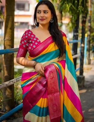 Multicolor stripes cotton saree 2