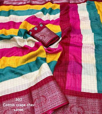 Multicolor stripes cotton saree 3