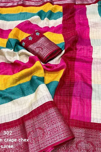 Multicolor stripes cotton saree