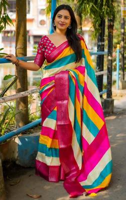 Multicolor stripes cotton saree 1