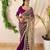 Wine silk blend ready to wear saree with mirror work