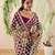 Wine silk blend ready to wear saree with mirror work