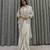 Off white fusion ready to wear saree with jacket