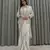 Off white fusion ready to wear saree with jacket